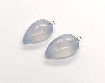 AAA+ natuurlijke blauwe chalcedoon omgekeerde druppeloorbel bedels in 925 sterlingzilver