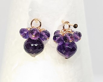 Amethistoorbelbedels van 14 kt roségoud gevuld