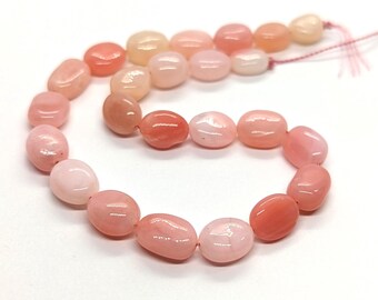AAA+ roze Peruaanse opaal gladde ovale kralen: streng van 18 cm, afmeting 5 x 7 mm tot 6,5 x 8 mm