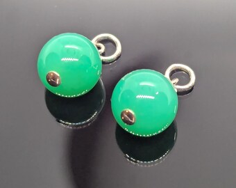 Pendientes con colgantes de crisoprasa verde Kelly AAA+ en plata de ley 925