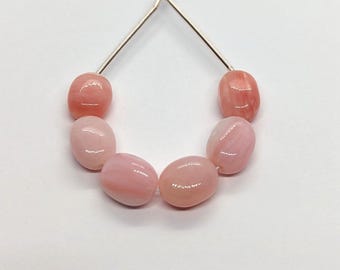 AAA+ roze Peruaanse opaal gladde ovale kralen: set van 6, maat 6,5 x 7,5 mm tot 7,5 x 9 mm
