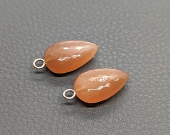 AAA+ oranje maansteen omgekeerde peervormige oorbel bedels in 925 sterlingzilver