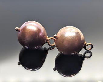 AAA+ natuurlijk brons-roze barokke Edison-parelbedel van 18 kt roségoud vermeil