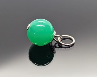 Colgante de crisoprasa verde Kelly AAA+ en plata de ley 925