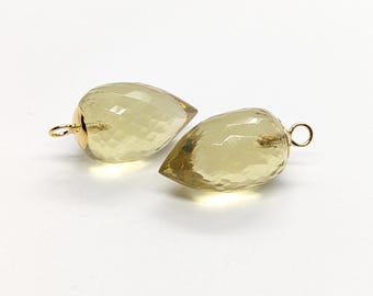 AAA+ citroenkwarts omgekeerde druppeloorbel bedels van 14 kt gold filled