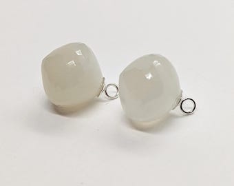 Witte maansteen uivorm oorbelbedels van 925 sterlingzilver