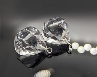 AAA+ kristalkwarts gedraaide druppeloorbel bedels in 925 sterlingzilver