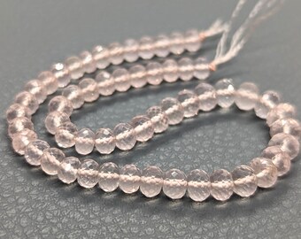 Rozenkwarts microgefacetteerde rondelles: streng van 18 cm, maat 4 tot 5,1 mm (diameter)