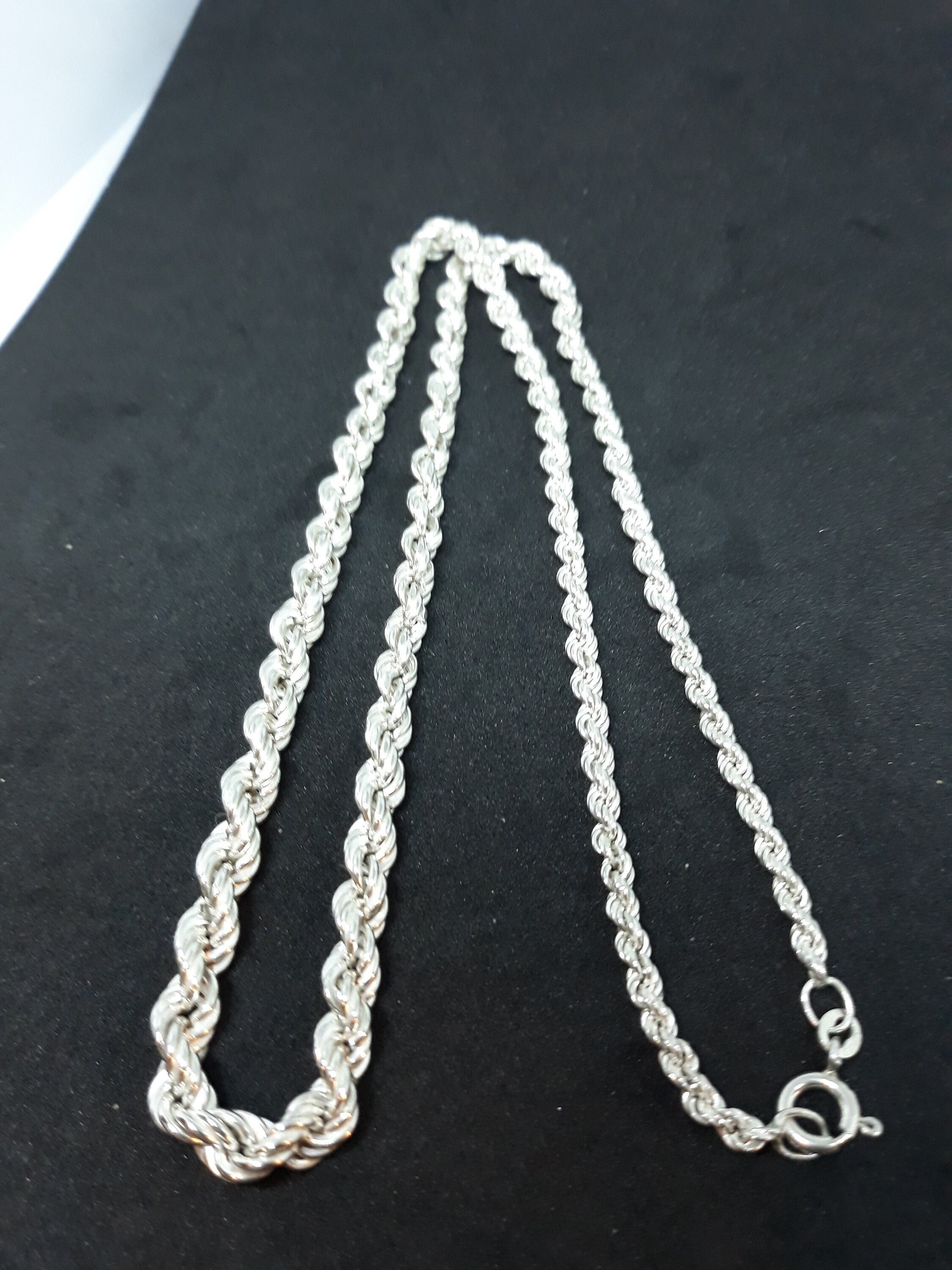 Silver Graduated Rope Chain Necklace - Etsy