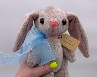 Faux Fur Bunny Toy: Embroidered Nose, Button Eyes (23 cm)
