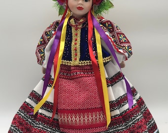 Handmade porcelain doll in Ukrainian costume