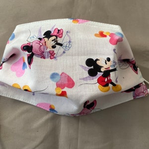 Mickey Valentines Day face cover with adjustable elastic ear loop