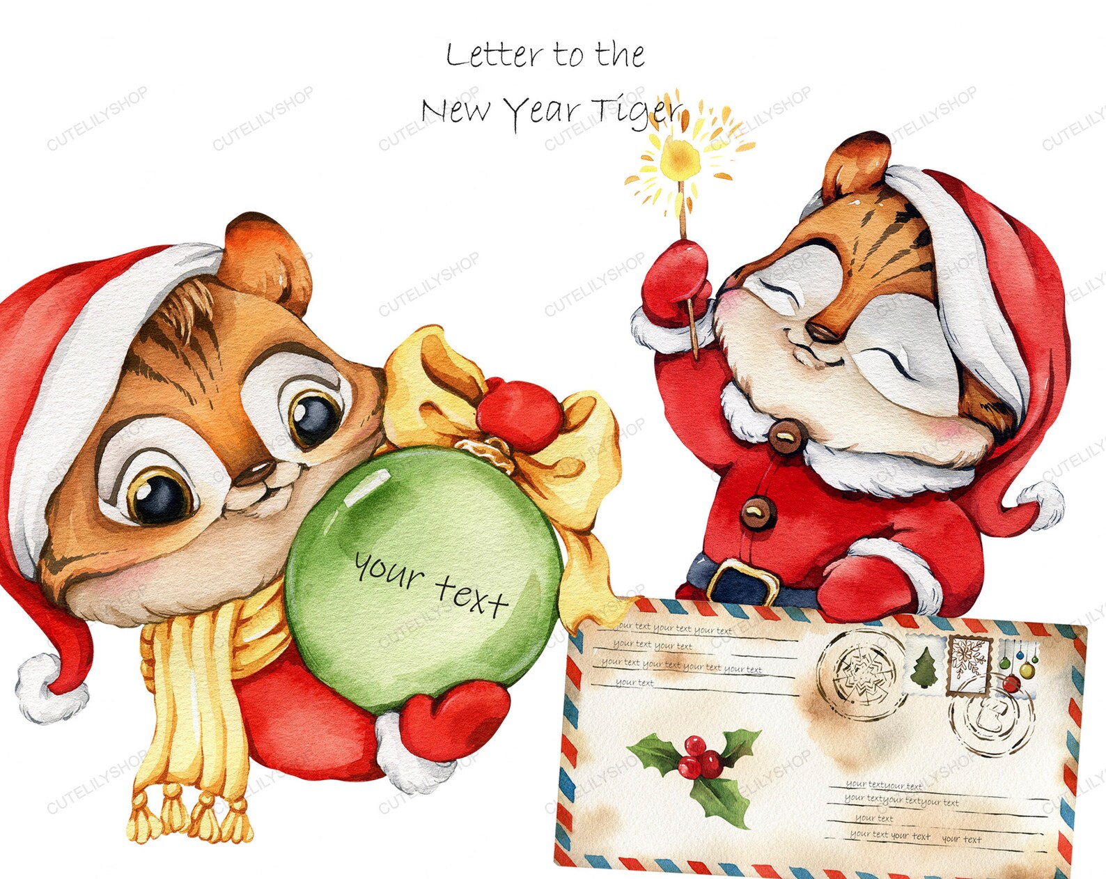 Bilder Von Weihnachten 2022 Neujahr Tiger Aquarell Clipart Symbol des Jahres 2022 Etsy