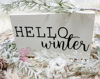 Hello Winter Digital File | SVG DXF PNG | Cricut Cutting Files  | Winter Template | Silhouette | dxf file | cut file