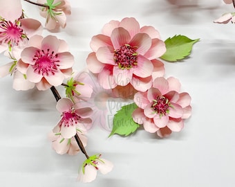 Archivo digital de mini rama de flores de papel de cerezo en flor / PNG / SVG / DXF / tutorial de flores de papel / flor de papel / pequeñas flores de papel
