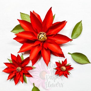 2022 Poinsettia Mini Paper Flower Digital File | PNG | SVG | PDF | paper flower tutorial | paper flower | small paper flowers | template