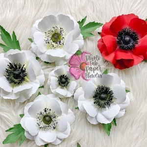 Anemone Mini Paper Flower Digital File | PNG | SVG | PDF |dxf  | paper flower tutorial | paper flower | small paper flowers | anemone