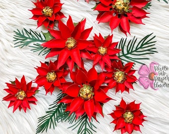 Poinsettia Mini Paper Flower Bundle Digital File | PNG | SVG | PDF | dxf | paper flowers | poinsettia | Christmas | holiday | paper