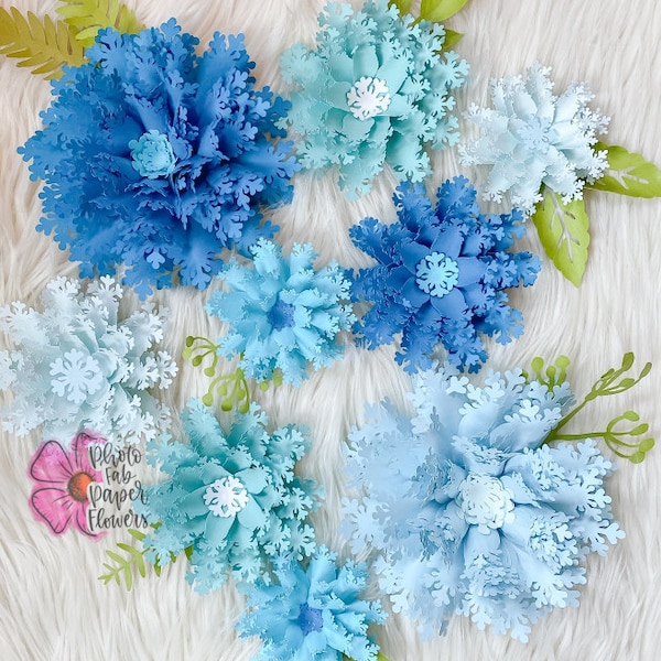 Snowflake Mini Paper Flower Bundle Digital File | PNG | SVG | paper flower | Winter Flower | Winter | Snow