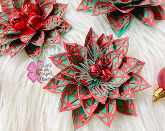 Cutout Poinsettia Mini Paper Flower Digital File | PNG | SVG | PDF | dxf |  poinsettia| Christmas | small paper flowers | holiday