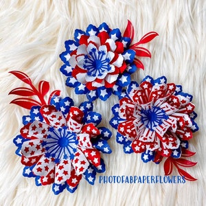 Patriotic Mini Paper Flower Bundle Digital File | PNG | SVG | paper flower | red white blue | small paper flowers | patriotic flowers