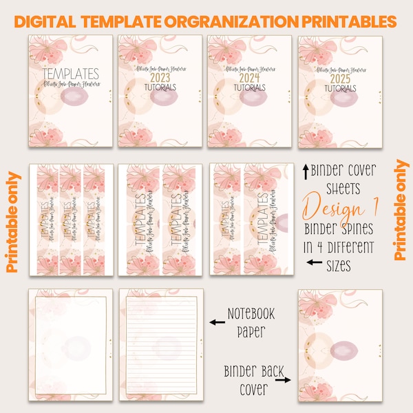 Pastel Flower Print | Instruction Document Organizing |Template | Tutorial Notes Sheet | PDF File | Binder Spine  | Binder Cover Sheet