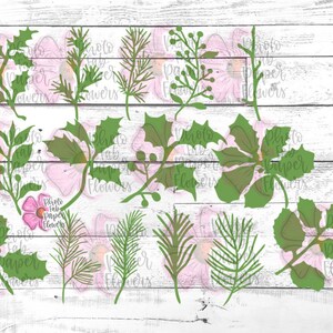 Christmas Leaf Bundle 1 Digital File / SVG / PNG / SvgLeaves / Cricut Cutting Files / Png Leaves / 15 Leaf Designs / Leaf Template