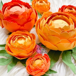 Peony Mini Paper Flower Digital File | PNG | SVG | PDF |dxf  | paper flower tutorial | paper flower | small paper flowers | peonies