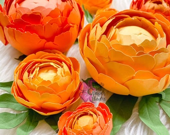 Peony Mini Paper Flower Digital File | PNG | SVG | PDF |dxf  | paper flower tutorial | paper flower | small paper flowers | peonies