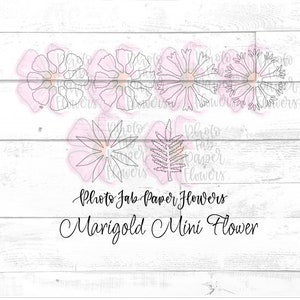 Marigold Mini Paper Flower Digital File PNG SVG paper flower tutorial paper flower small paper flowers template image 3