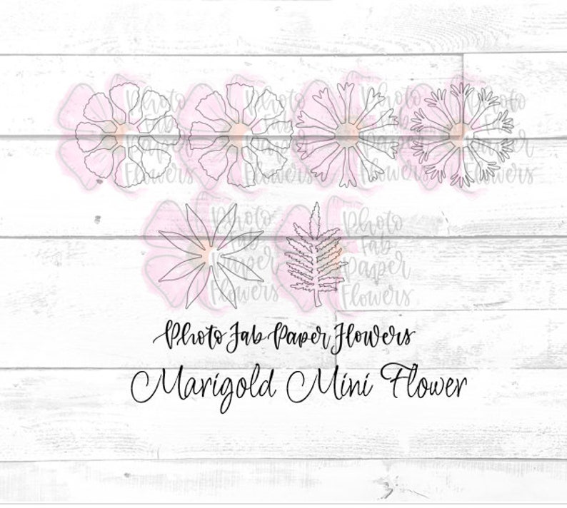 Marigold Mini Paper Flower Digital File PNG SVG paper flower tutorial paper flower small paper flowers template image 3