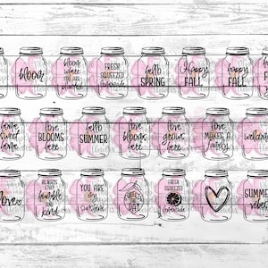 22 Mason Jar Quotes Sayings Pliki cyfrowe | SVG | PNG | DXF | projekty koszulek | Pliki do cięcia | Dekoracja płótna | Dekoracja znaku | kwiaty papierowe