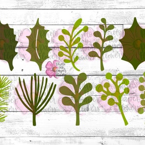 Paquete de hojas de Navidad 2 Archivos digitales / SVG / PNG / Svg / pdf Hojas / Archivos de corte Cricut / Hojas / 10 diseños de hojas / Plantilla de hojas