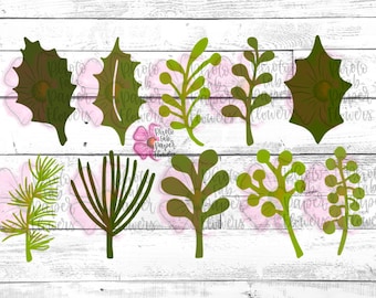 Christmas Leaf Bundle 2  Digital File | SVG | PNG | Svg | pdf Leaves | Cricut Cutting Files  |  Leaves | 10 Leaf Designs | Leaf Template