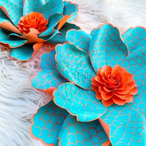 Large Mermaid Inspired Paper Flower Template Digital File | SVG DXF PNG | paper flower backdrop | giant paper flower | large paper flowers