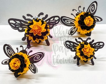 Mini flor de papel de abeja Archivo digital / PNG / SVG / DXF / tutorial de flores de papel / flor de papel / flores de papel pequeñas / plantilla / Abeja