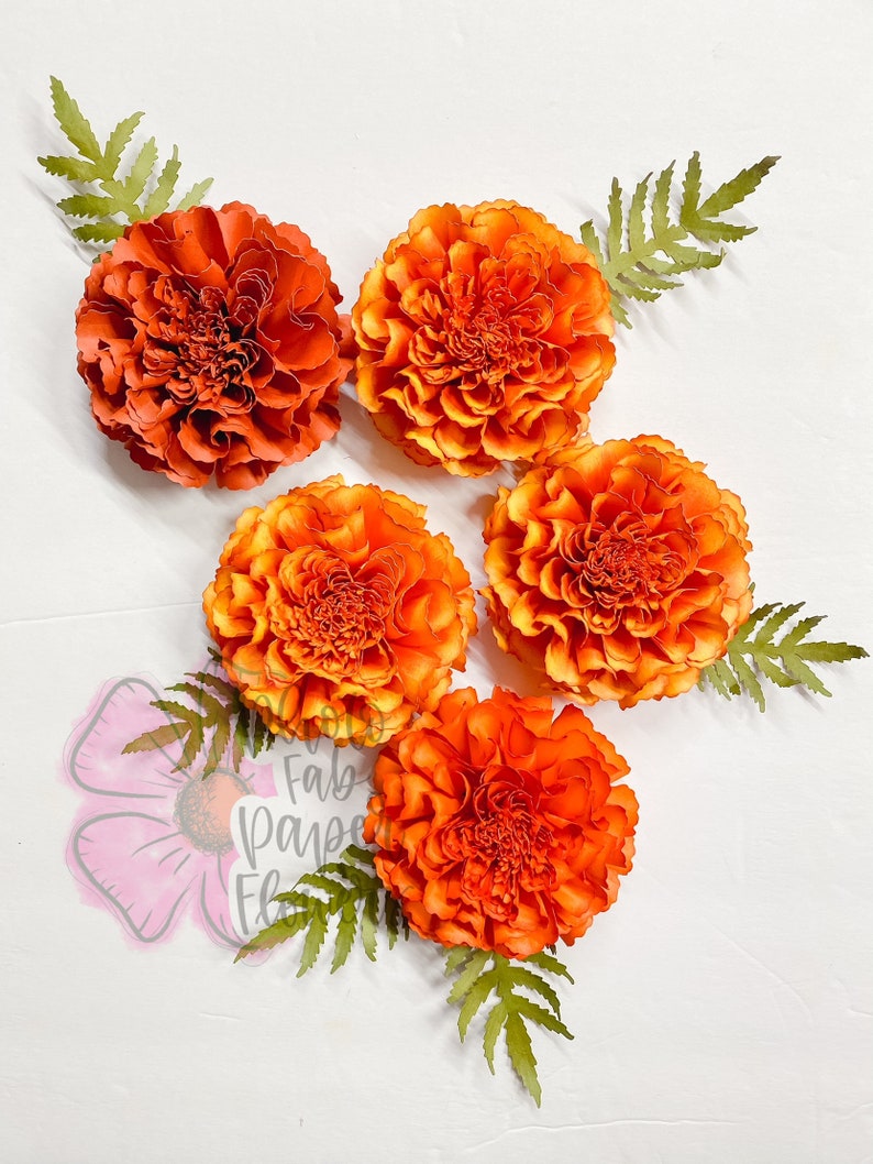 Marigold Mini Paper Flower Digital File PNG SVG paper flower tutorial paper flower small paper flowers template image 2