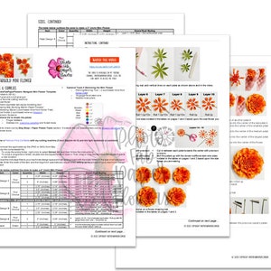 Marigold Mini Paper Flower Digital File PNG SVG paper flower tutorial paper flower small paper flowers template image 5