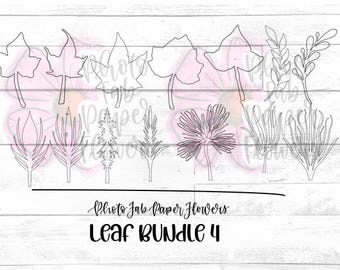 PhotoFabPaperFlowers Leaf Bundle 4 | 14 Leaf Shapes | SVG & PNG Cut Files for Paper Flowers | Cricut Silhouette |Leaf Template | Ivy Vine |