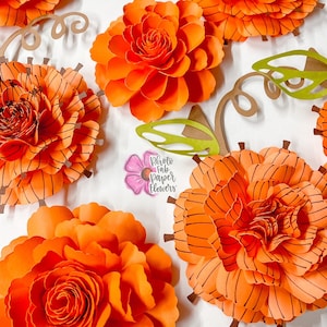 Pumpkin Mini Paper Flower Bundle Digital File | PNG | SVG | PDF | dxf |paper flower | pumpkins | small paper flowers | autumn | fall