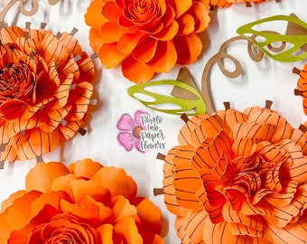 Pumpkin Mini Paper Flower Bundle Digital File | PNG | SVG | PDF | dxf |paper flower | pumpkins | small paper flowers | autumn | fall