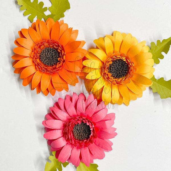 Gerbera Daisy Mini Paper Flower Digital File | PNG | SVG | pdf | Gerber  | flower tutorial | paper flower | small paper flowers | template