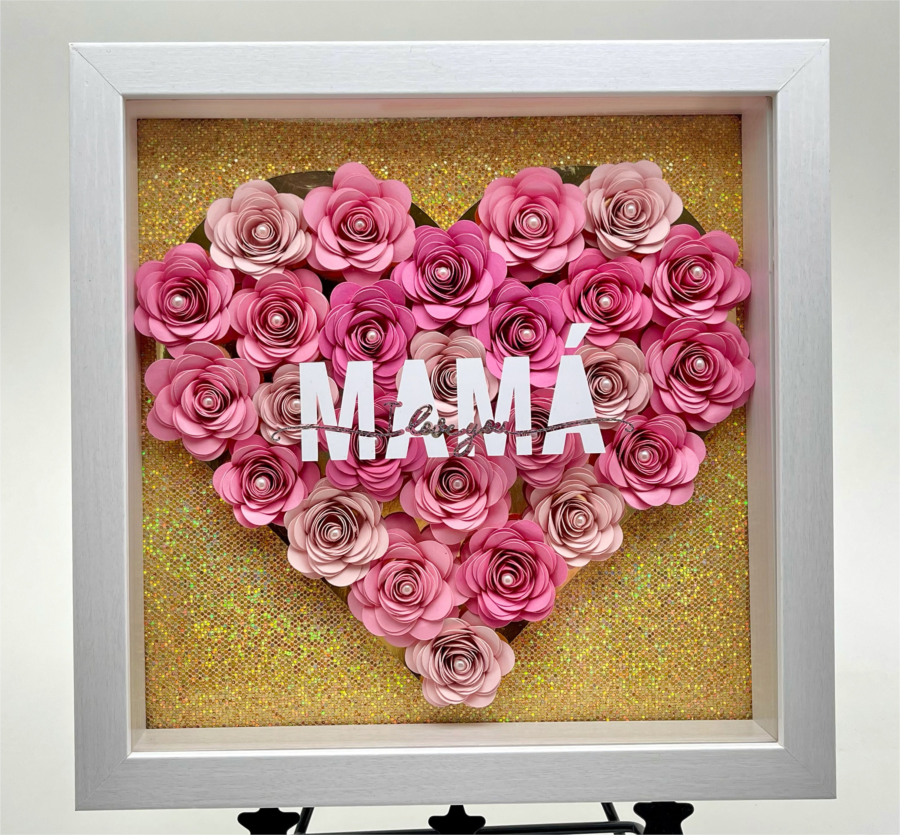Mother's Day Paper Flower Shadow Box With Lights Etsy UK