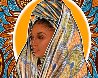 Vela diosa del sol, impresiones de arte de pared afroamericana, magia de la niña negra, arte negro, arte de la pared del dormitorio, arte del retrato femenino afrocéntrico