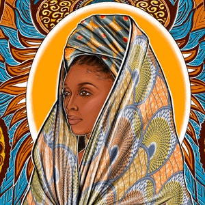 Sun Goddess Veil, African American Wall Art Prints, Black Girl Magic, Black Art, Bedroom Wall Art, Afrocentric Female Portrait Art