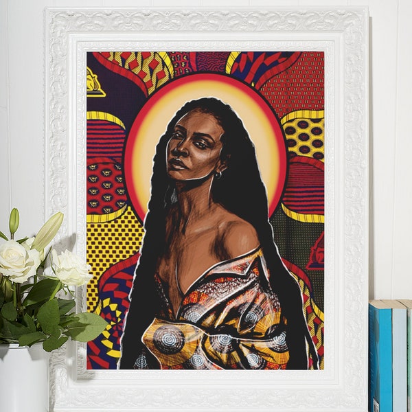 Déesse du soleil, Estampes d’art mural afro-américain, Magie de fille noire, Art noir, Art mural de chambre à coucher, Art de portrait féminin afrocentrique