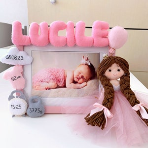 Gepersonaliseerd prinsescadeau Leuk decor pasgeboren meisje Idee cadeau voor prinses verjaardagsfeestje Kindertafel decor meisjeskamer Pasgeboren fotolijst