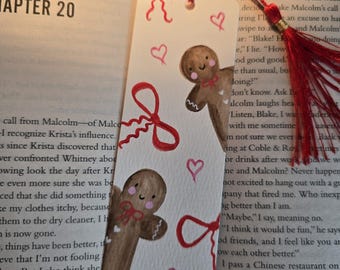 Original hand painted watercolour gingerbread man bookmark