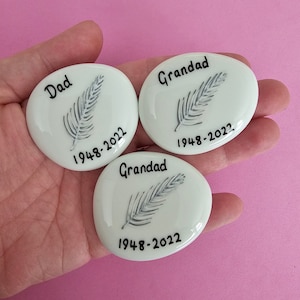 Personalised Feather Memory Pebble: Grief Gift for Loss and Remembrance