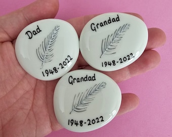 Personalised Feather memory pebble.  Loss. Comfort stone . Bereavement.  Remembrance . Gift for loss . Grief gift.